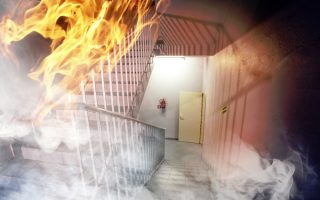 Burning building emergency exit