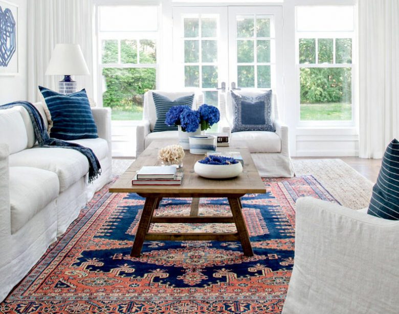 viss vintage rug hamptoms living room