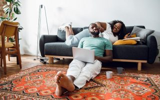 couple on oriental rug