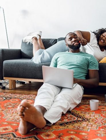 couple on oriental rug